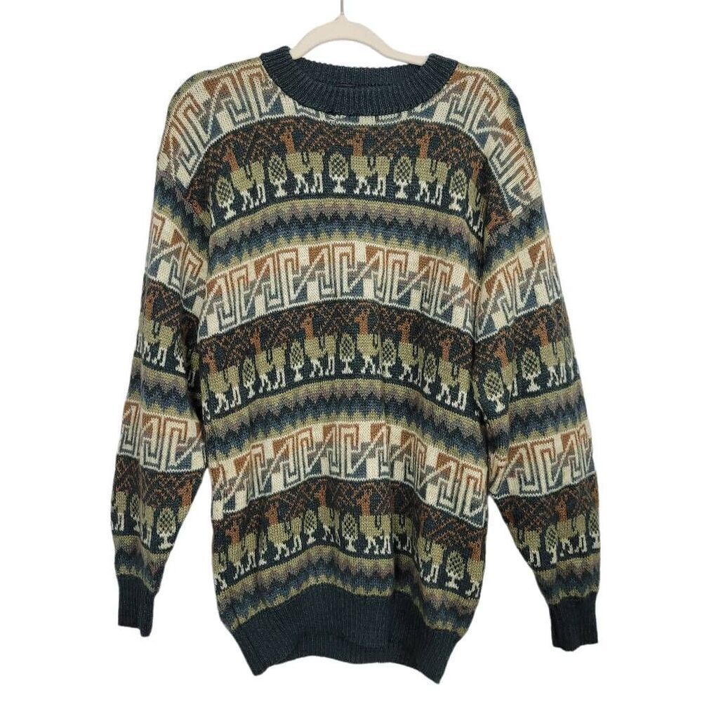 Vtg Arcohi's Alpaca Sweater Sz M/L Crewneck Granpa Granny Pullover‎ Soft Cozy
